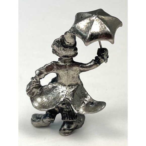 VTG HUDSON 2.25" Pewter Clown w/ Umbrella FIGURINE Statue Taiwan EUC - Picture 2 of 3